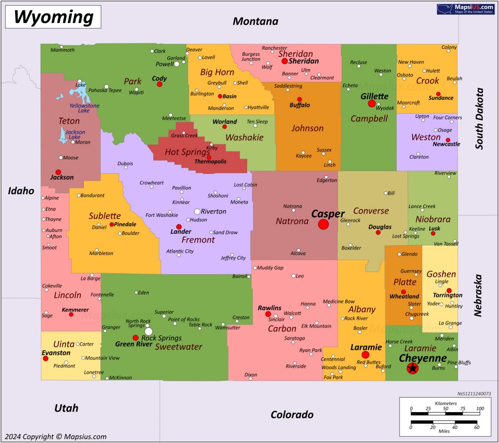 Map of Wyoming State